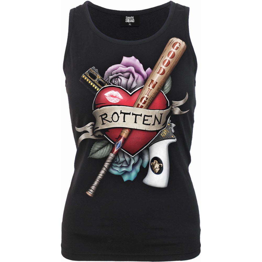 Spiral Harley Quinn - ROTTEN Ärmelloses Top - Suicide Squad - Schwarz